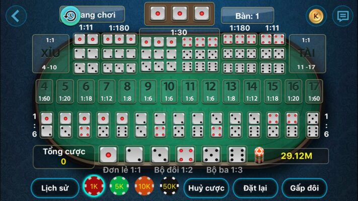 Các mức đặt cược khi áp dụng cách đánh gấp thếp tài xỉu